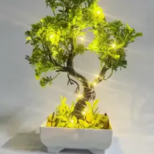 Artificial Bonsai Plant with Cork Light – Home & Office Decorative Plastic Plant.