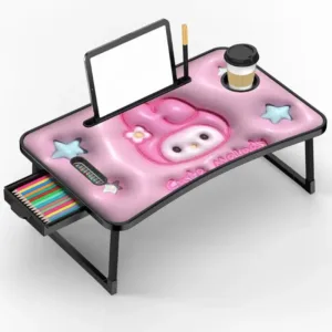 Cute Melody Print C Biding Black Coated Laptop Table