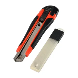 Heavy Duty 18mm Cutter Knife Set with Rubber Handle & Extra Blades - Ideal for Office and Home Use