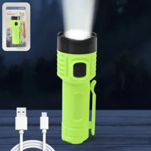 Super Bright LED Torch – USB Rechargeable Flashlight with 4 Modes, Magnetic Base & Waterproof Design for Camping & Emergency Use.