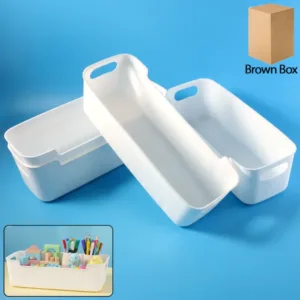 White Plastic Storage Basket Tray Set – Organizer