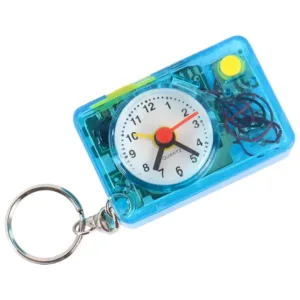 Mini alarm clock keychain 1pc portable quartz analog clock key ring - Durable Plastic, Compact Mini Size